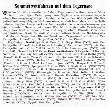 Bericht Sommerwettfahrt auf dem Ammersee 1941